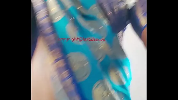 Nieuwe Indian beautiful crossdresser model in blue saree topfilms