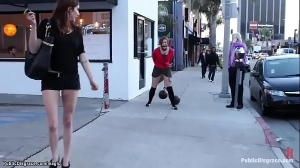 New Mistress Princess Donna Dolore public humiliate chained slave Jodi Taylor on the streets then makes her fuck in the crowded bar and get facial top Movies
