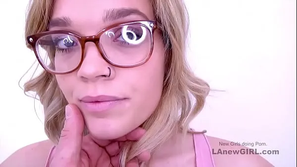 New Blonde with glasses makes hard cock cum in studio top Movies
