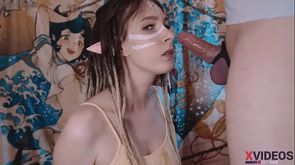 Cute girl elf in dreadlocks sucking my cock juicy! Drooling deep blowjob ! Deep throat my beautiful girlfriend Filem teratas baharu