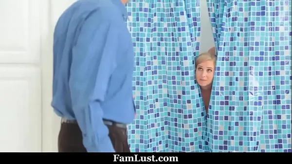 New Stepmom in Shower Thought it Was Her Husband's Dick Until She Finds Out Stepson is Behind The Curtains - Famlust top Movies