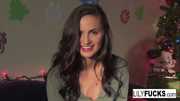 New Lily tells us her horny Christmas wishes before satisfying herself in both holes top Movies